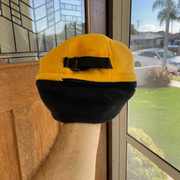 LL Bean Fleece Polartec Cap Hat Ear Flap Made in USA Mens Size S/M Yellow - Picture 4 of 8